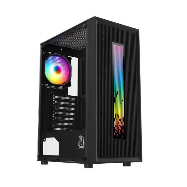 Gabinete Raptor Vortex Tg Mid-Tower Rgb Back Fan X1 + Led Front W/Button Control