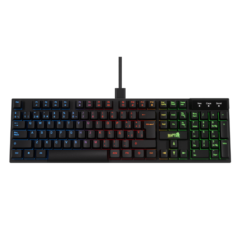 Teclado Gamer Raptor Fireclaw M1 Membrana Rainbow 7 Colores