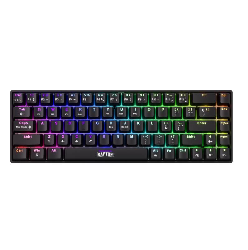 Teclado Gamer Raptor Fireclaw M68 Wireless Mecanico Retroiluminado Red Outemu