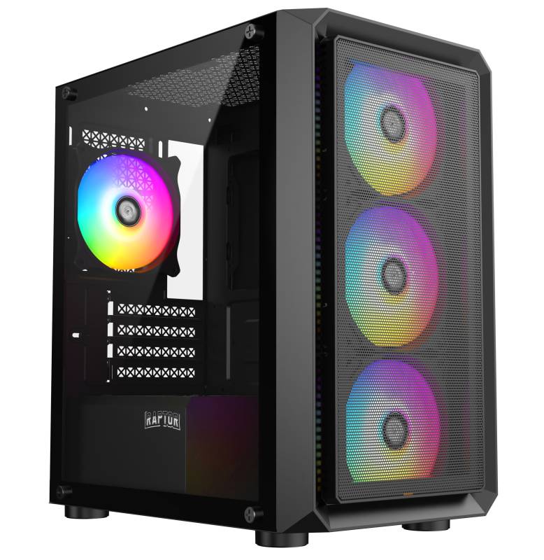 Gabinete Raptor Infinity Mesh Tg X2 Mid-Tower Rgb Fan X4