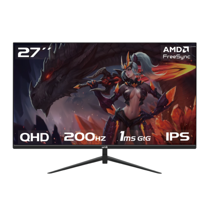 Monitor Gamer Raptor Hawk Eye 27 Frameless Ips Qhd 200Hz 1Ms Hdmi-Dp Negro (3378)