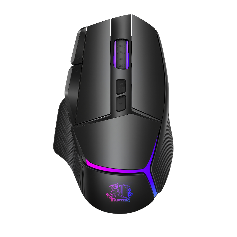 Mouse Gamer Raptor Storm Grip Wireless 9 Botones 24000Dpi Retroiluminado C/Soft Black