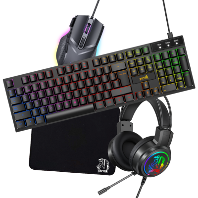 Combo Gamer Raptor Teclado 104 Teclas + Mouse Rgb 7200Dpi + Mouse Pad S + Auricular 3.5 